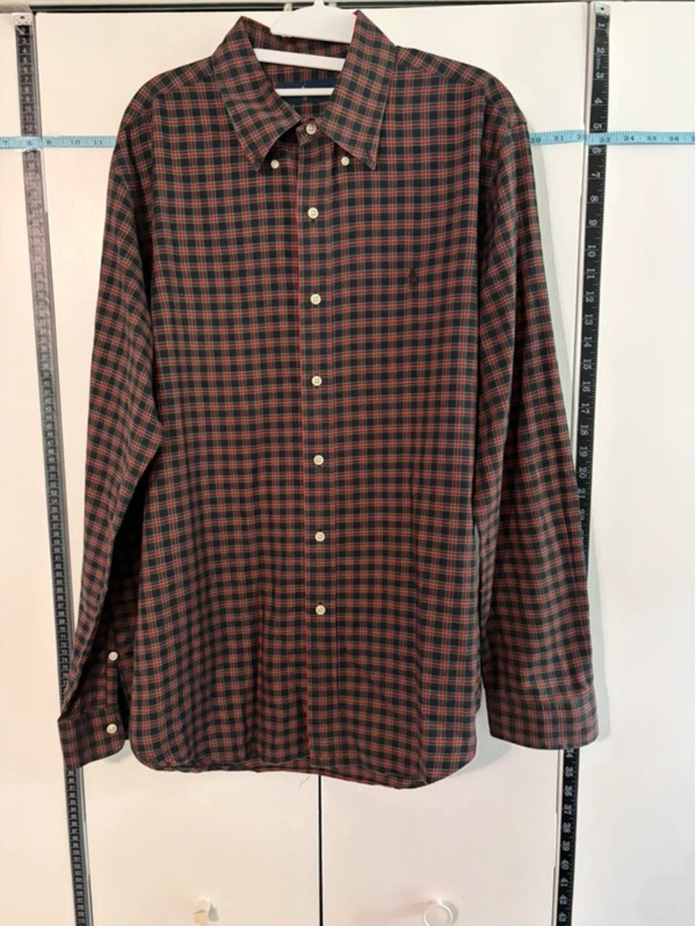 Ralph Lauren Navy Red Tartan Plaid Button-Down Shirt Men’s Size L NWOT